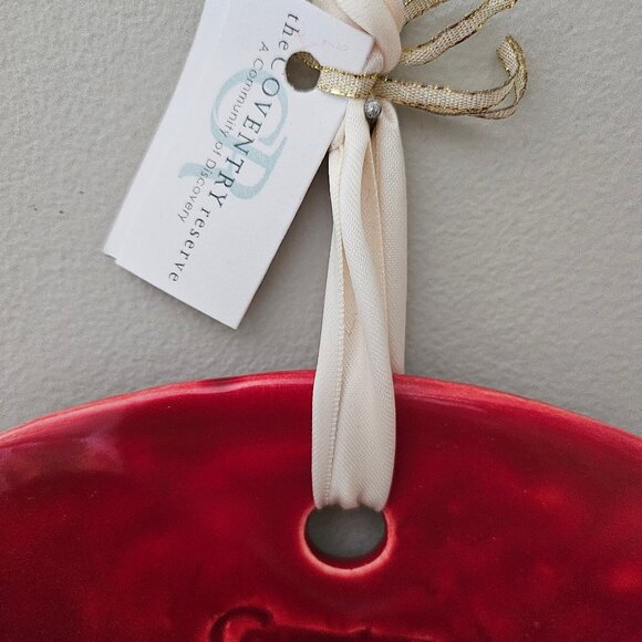 Red Ceramic Tussie Mussie Wall Pocket Wall Hanging Handcrafted - Picture 2 of 9